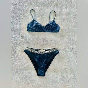 Stella Mccartney Womens Navy Blue 2 Pcs Logo Bikini swimsuit Size S M